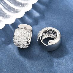 Brass Micro Pave Clear Cubic Zirconia Hoop Earrings&nbsp;EJEW-Z164-21P