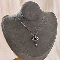 Brass Cubic Zirconia Wing Cross Pendant Necklaces for Women&nbsp;NJEW-C067-07P-01