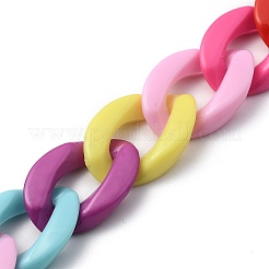 Opaque Acrylic Curb Chain for DIY Keychains&nbsp;HJEW-JM00400-03