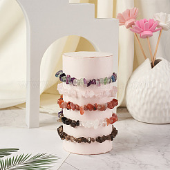5Pcs 5 Style Natural Mixed Stone Chip Beads Stretch Bracelets for Women&nbsp;BJEW-FW0001-03