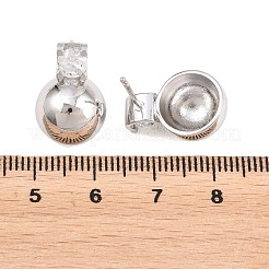 Brass Pave Clear Single Cubic Zirconia Stud Earrings&nbsp;EJEW-G471-36P