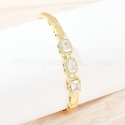 Brass Micro Pave Clear Cubic Zirconia Bangles&nbsp;BJEW-F504-01G