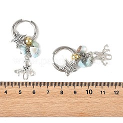 Ocean Natural Larimar Chip Dangle Earrings&nbsp;EJEW-JE07423