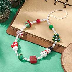 Christmas Handmade Lampwork Mobile Straps&nbsp;HJEW-TA00012