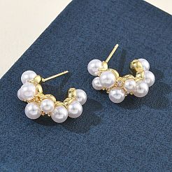 Brass Micro Pave Cubic Zirconia Stud Earrings for Women&nbsp;EJEW-A168-18G
