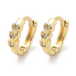 Heart Brass Micro Pave Clear Cubic Zirconia Hoop Earrings&nbsp;EJEW-Z102-29G