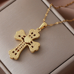 Vintage 304 tainless Steel Clear Glass Religion Jesus Cross Pendant Necklaces for Women&nbsp;EK1005