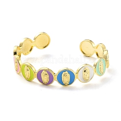 Flat Round with Jesus Christ Enamel Cuff Bangle&nbsp;BJEW-D448-05G-RS
