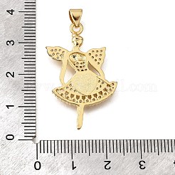 Brass Micro Pave Cubic Zirconia Shell Pendants&nbsp;KK-D328-08G