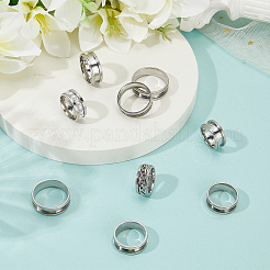 14Pcs 7 Styles 201 Stainless Steel Grooved Finger Ring Settings&nbsp;STAS-SC0010-66
