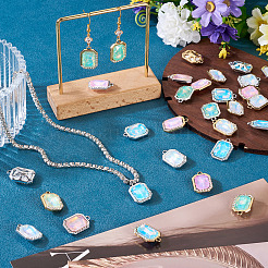 40Pcs 2 Colors UV Plating Alloy with Mixed Color Glass Rhinestone Pendants&nbsp;FIND-PJ0001-37
