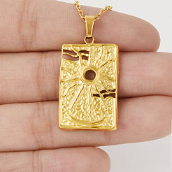 304 Stainless Steel Rectangle with Sun Pendant Necklaces for Women&nbsp;WGF8365-02