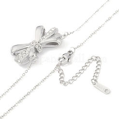 304 Stainless Steel Crystal Rhinestone Cable Chain Bowknot Pendant Necklaces for Women&nbsp;NJEW-C055-09P