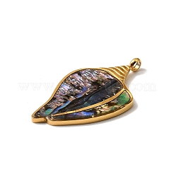 304 Stainless Steel Pave Natural Paua Shell Pendants&nbsp;STAS-Z148-02G