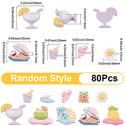 80Pcs 2 Styles Summer Theme Opaque Resin Cabochons&nbsp;CRES-SC0003-28