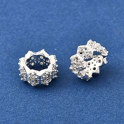Wave Brass Micro Pave Cubic Zirconia European Beads&nbsp;KK-K300-07B-S