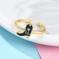 Rack Plating Brass Micro Pave Cubic Zirconia Open Cuff Rings for Women&nbsp;KK-K392-59G-05