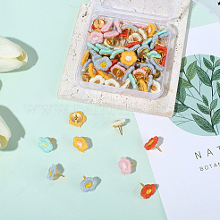 60Pcs Flower Polyester & Alloy Push Pins&nbsp;AJEW-SC0031-46