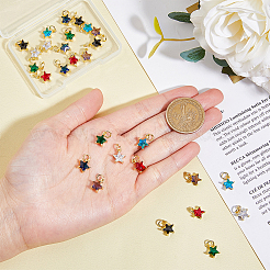 28PCS 7Colors Brass Cubic Zirconia Charms&nbsp;KK-DC0003-71