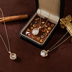 1Pc Alloy Glass Photo Frame Living Memory Floating Locket Pendant Rolo Chain Necklaces for Women&nbsp;NJEW-BM0001-01A