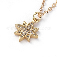 Brass Micro Pave Cubic Zirconia Pendant Necklace&nbsp;NJEW-JN02671-01
