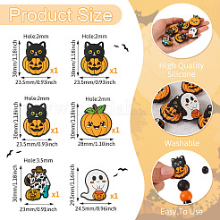 6Pcs 6 Styles Halloween Theme Silicone Focal Beads&nbsp;SIL-TA0002-44