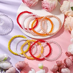 15Pcs 15 Styles Faceted Rondelle Glass Beaded Stretch Bracelet Sets&nbsp;BJEW-JB10837