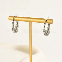Vintage Style 304 Stainless Steel Threaded Hoop Earrings for Women&nbsp;MF8184