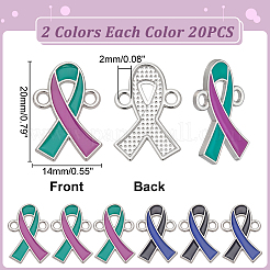 40Pcs 2 Colors Two Tone Alloy Enamel Awareness Ribbon Links Connector Charms&nbsp;ENAM-WR0001-16