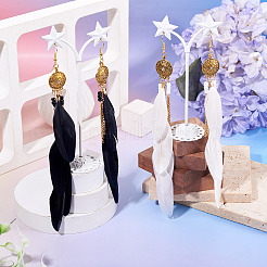 2 Pairs 2 Colors Feather Tassel Dangle Earrings&nbsp;EJEW-TA0001-77