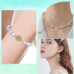 64Pcs 8 Styles Tibetan Style Alloy Heart Flat Round Flower Links Connector Charms&nbsp;TIBE-FS0003-34