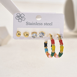 3 Pairs 201 Stainless Steel Classic Sweet Earring Sets&nbsp;SI9311