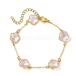 2Pcs 2 Colors Glass Flower Link Bracelets&nbsp;BJEW-JB10580