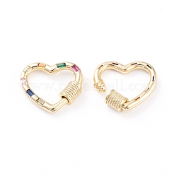 Brass Micro Pave Cubic Zirconia Screw Carabiner Lock Charms&nbsp;ZIRC-L093-61G