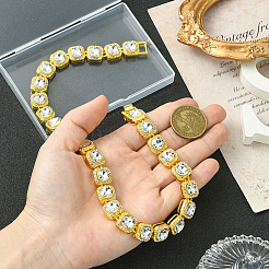 1Pc Zinc Alloy Pave Square Clear Glass Tennis Necklaces for Womem&nbsp;NJEW-SP0001-07G