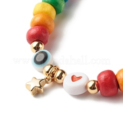 Evil Eye Star Heart Braided Bead Bracelet for Kid&nbsp;BJEW-JB06777