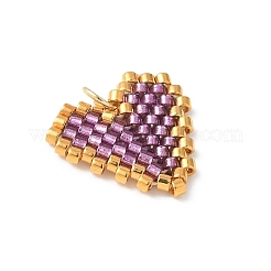 Handmade Glass Seed Beaded Heart Charms&nbsp;PALLOY-MZ00609
