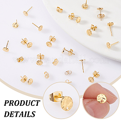 50Pcs 201 Stainless Steel Flat Round Stud Earring Findings&nbsp;STAS-UN0060-69