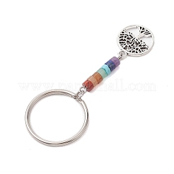 Natural Lapis Lazuli Green Aventurine Tiger Eye Red Jasper Lepidolite Howlite Red Aventurine & Alloy Keychain&nbsp;KEYC-JKC00813-05