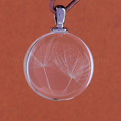 Round Alloy Glass Pendants&nbsp;GLAA-Q051-15mm-02P