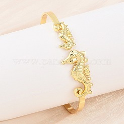 Marine Organism Brass Cuff Bangles for Women&nbsp;BJEW-D368-03N-G