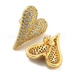 Heart Shape Brass Micro Pave Clear Cubic Zirconia Stud Earrings&nbsp;X-EJEW-Q785-13G