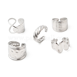 5Pcs 304 Stainless Steel Open Cuff Rings for Women&nbsp;RJEW-K313-08P