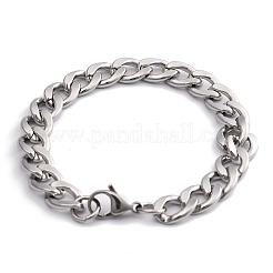 Non-Tarnish 304 Stainless Steel Curb Chain Bracelet for Men Women&nbsp;BJEW-G669-23P