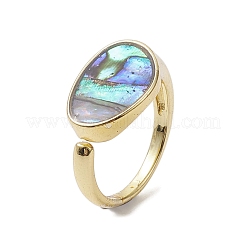 Brass with Abalone Shell Adjustable Rings&nbsp;RJEW-K257-53G
