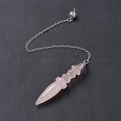 Natural Rose Quartz Pointed Dowsing Pendulums&nbsp;AJEW-B020-06P-07