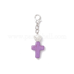 6Pcs Synthetic Turquoise Cross Pendants Decorations&nbsp;HJEW-JM04136