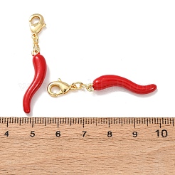 Hot Pepper Brass Enamel Pendant Decorations&nbsp;KK-T083-01M-G
