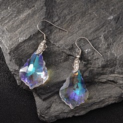 Teardrop AB Color Plated Electroplate Glass Pendant Necklaces & Dangle Earrings Jewelry Sets&nbsp;SJEW-JS00880