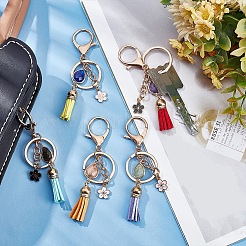 5Pcs 5 Styles Natural Gemstone Nuggets Bead Tassel Pendant Keychain&nbsp;KEYC-NB0001-51